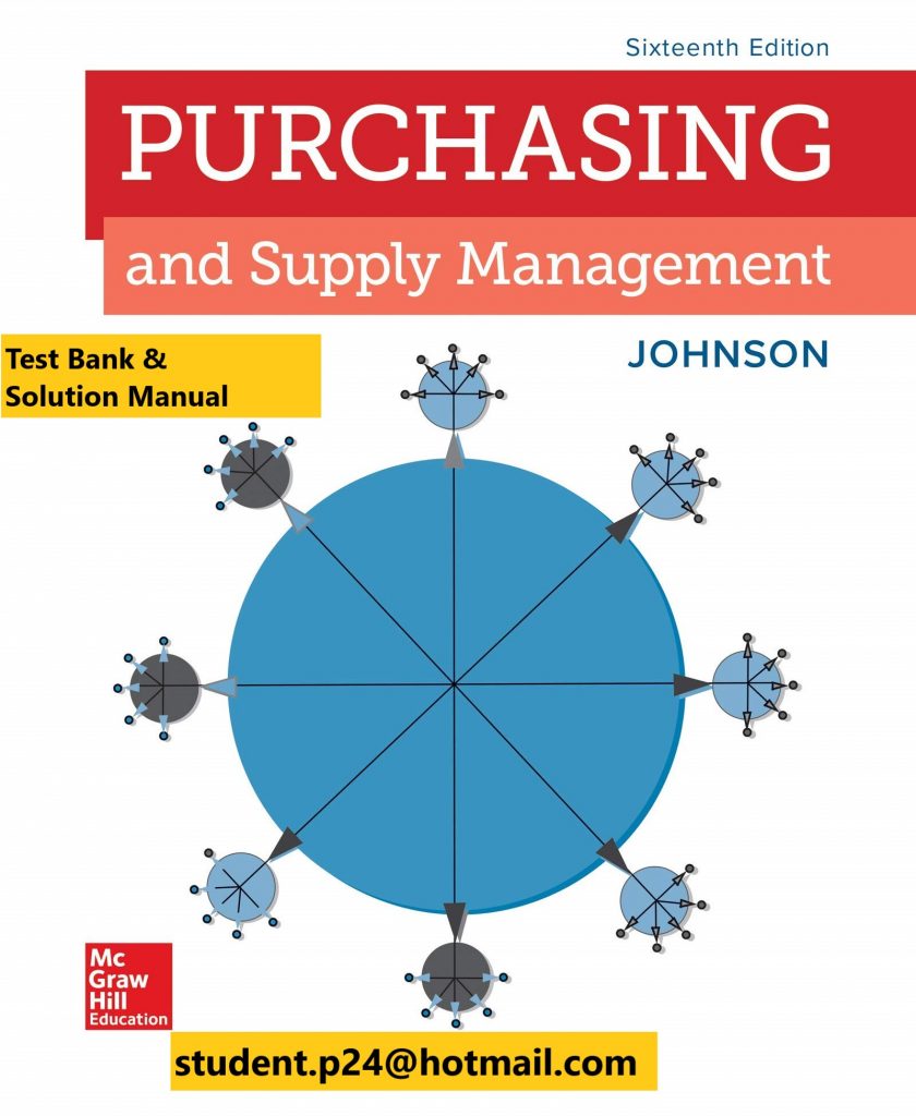 Purchasing and Supply Management 16th Edition By P. Fraser Johnson and Anna Flynn and Fraser Johnson © 2020 Test Bank and Solution Manual 1 840x1024 1